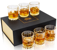 4 x Brand New KANARS Whiskey Glasses Set, Lead-Free Crystal Whiskey Glass, Unique Gift Ideas for Dad Boyfriend Husband Grandpa, Stylish Gift Box, Set of 6 Mixed 3 Styles, 300 ml - RRP €180.96