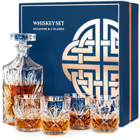 1 x RAW Customer Returns Whisky Carafe Whiskey Glasses Set, Gifts for Men Husband Dad, 4 Whiskey Glasses Decanter Gift Set, Whiskey Lead Free Glass Gift, Whiskey Whisky Glass Gift Box - RRP €61.24