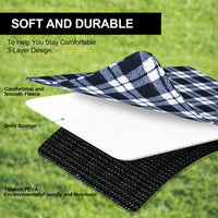 1 x RAW Customer Returns HUTHIM Picnic Blanket 300x300cm, Beach Blanket Waterproof Sand-Free Outdoor Blanket Washable XXL Picnic Blankets, Foldable Beach Mat with Shoulder Strap, Ideal for Beach Park Blue-White Grid  - RRP €40.33