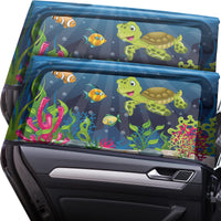 1 x RAW Customer Returns CARAMAZ sun protection car children with UV protection - size XL for large and very large windows up to VAN size - 2 pieces, color turtle design - RRP €19.99