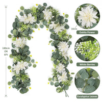 1 x RAW Customer Returns LOMOHOO 2 Pieces Flower Garland Dahlia Garland Artificial Flowers Rustic Flower Arrangements 6 Meters Artificial Flowers White Dahlia Hanging Garland for Wedding Decoration - RRP €21.17