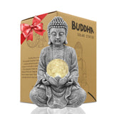 1 x RAW Customer Returns Yeomoo Meditation Buddha Figure Garden Decoration for Outdoors - Zen Buddha Decoration Large with Solar Lamp Glass Ball Figures Gifts for Mom Women Japanese Decoration for Balcony, Garden, Terrace Room Gray 26.5CM - RRP €40.98