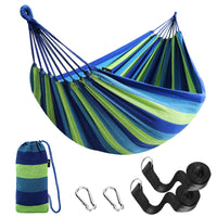 1 x RAW Customer Returns Anyoo Hammock Outdoor Cotton Comfortable Fabric with Tree-Friendly Straps for Hanging, Robust Portable Hammock with Travel Bag for Garden, Indoor, Balcony, Terrace, Camping - RRP €26.54