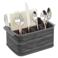 1 x RAW Customer Returns mDesign cutlery holder with handles decorative cutlery basket for kitchen, dining room, garden or picnic cutlery organizer with 5 compartments dark gray - RRP €21.0