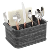 1 x RAW Customer Returns mDesign cutlery holder with handles decorative cutlery basket for kitchen, dining room, garden or picnic cutlery organizer with 5 compartments dark gray - RRP €21.0