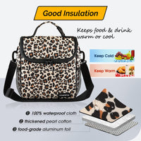 1 x RAW Customer Returns HOMESPON Cooler Bag Small Foldable Insulated Lunch Bag Picnic Bag Thermal Bag for Women Adults Lunch Box Container with Shoulder Strap Front Pocket for Work Picnic Leopard Print  - RRP €20.99