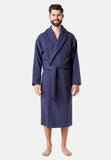 1 x RAW Customer Returns Ladeheid men s terry cloth bathrobe made of 100 cotton waffle piqu LA40-226 dark blue D12 , M  - RRP €30.24