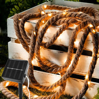 1 x RAW Customer Returns Gresonic LED fairy lights solar rope lighting 40LED 3m long cotton rope natural cord, jute rope warm white light color garden decoration indoor lighting Christmas decoration waterproof - RRP €14.99