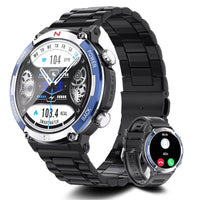 1 x RAW Customer Returns TIFOZEN Smartwatch Men with Phone Function, 1.52 Fitness Watch with Compass, 420Amh, IP68 Waterproof, 110 Sports Modes, SpO2, Heart Rate Sleep Monitor for iOS Android Silver Blue  - RRP €29.99