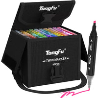 1 x RAW Customer Returns TongFu 80 2 Colors Marker Pens Set, Chisel Fine Twin Tip Alcohol Pens, 2 Second Quick Drying Sketch Felt Pens with Anti-Seepage Spacers for Drawing, Design - RRP €25.46