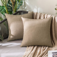 1 x RAW Customer Returns MIULEE 2 Pieces Outdoor Waterproof Cushion Covers Modern Decorative Polyester Linen Cushions for Sofa Chairs Picnic Bedroom 40x40cm Khaki - RRP €15.99