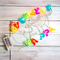 1 x RAW Customer Returns Happy Birthday LED String Lights, Colorful Birthday Letter String Lights, Battery Operated, 190cm Length, Kids Birthday Party Decoration - RRP €13.2