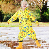 1 x RAW Customer Returns Domueay Raincoat Children Girls Rain Suit Breathable Waterproof Hood One Piece Lightweight Mud Suit Outdoor Overall Rain Jacket 7-9 Years - RRP €27.6