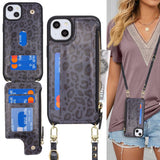 1 x RAW Customer Returns SailorTech iPhone 14 Plus Case in Leather Wallet with Credit Card Holder, Adjustable Necklace Phone Cover for iPhone 14 Plus with Credit Card Slot - Black Leopard - RRP €20.4