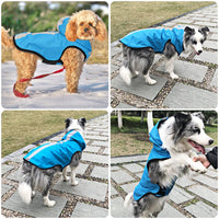 5 x RAW Customer Returns Idepet Waterproof 2 in 1 Dog Rain Jacket, Lightweight Dog Jumpsuit with Hood, Breathable Rain Poncho with Hood and Reflective Strip for Small Medium Large Dogs S, Blue  - RRP €100.8