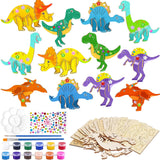 1 x RAW Customer Returns Shinybox Dinosaur Wooden Craft Set, 12 Piece Dinosaur Craft Set Kit, DIY Wooden Craft Set Dinosaur for Children, Wooden Crafts for Children for Painting and Crafts for DIY Children Painting Decoration - RRP €13.1