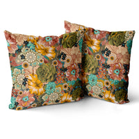 1 x Brand New Snylcce Set of 2 Spring Boho Cushion Covers Decorative Pillows 50 x 50 Velvet Soft Cushion Cover Bohemian Retro Ethnic Decorative Cushion Cover Throw Pillow Cases for Sofa Bedroom Living Room Home Blossom 2 - RRP €17.88