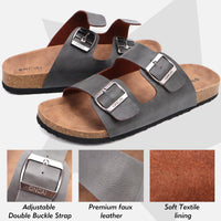 1 x RAW Customer Returns ONCAI mules men, cork flat slippers summer beach slippers indoor and outdoor sandals with adjustable strap gray EU 43.5 - RRP €31.99