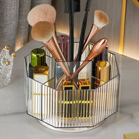 6 x Brand New LINFIDITE 360 Rotating Make Up Brush Holder Clear Makeup Lip Gloss Organizer Case with 5 Slots Clear White - RRP €59.94