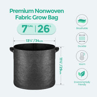 1 x RAW Customer Returns T4U 5 Pack 26L Nonwoven Potato Planting Bag, 7 Gallon 34cm Plant Pot Planting Bags with Carrying Handles, Reusable Potato Sack Planting Bag for Flowers and Vegetables Outdoors Black  - RRP €21.99