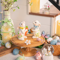 1 x Brand New VALERY MADELYN 2 pieces Easter bunnies for Easter decoration outside modern, decorative bunny with Easter eggs for garden decoration, Easter gifts for spring decoration table decoration, beige, 13 cm - RRP €15.6