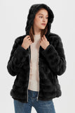 1 x RAW Customer Returns Geschallino Faux Fur Coat for Women Fluffy Shaggy Outerwear with Hood Sherpa Lined Fleece Jacket 1801 Black XXL - RRP €54.82