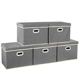 1 x Brand New TYEERS Large Storage Boxes, Fabric, Pattern, Foldable, Boxes with Lids, 44x30x29 cm, Set of 5, Black - RRP €60.99