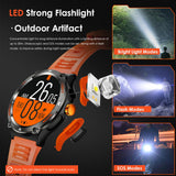 1 x RAW Customer Returns Marsyu Smartwatch Men Military with Phone Function with LED Flashlight Compass, 500 mAh Long Battery Life 1.53 Outdoor Sports Watch with 24H Heart Rate Monitor 3ATM Waterproof Fitness Watch Orange  - RRP €53.56