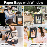 1 x RAW Customer Returns EUSOAR Gift Bags with Viewing Window - Pack of 10 Paper Bags with Handles - 18x13x25cm Gift Bags with Handle - Paper Bags Christmas Decoration 210GSM - Black Gift Bags Shopping Birthday Parties - RRP €22.8