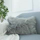 1 x RAW Customer Returns LIGICKY Faux Fur Cushion Cover Solid Color Plush Soft Artificial Fur Throw Pillow Case Decorative Rectangle Cushion Cover for Sofa Bedroom Car, 30 x 50 cm Gray - RRP €14.11