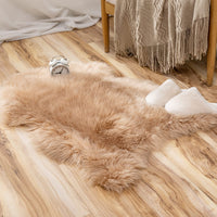 1 x RAW Customer Returns MIULEE Faux Fur Rug Fluffy Soft Warm Modern Floor Mat Sofa Mat Faux Fur Decorative Fur Irregular Bed Rug Wool Longhair Look Cozy 60 x 90 cm Camel - RRP €24.58