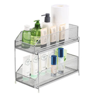 1 x RAW Customer Returns HAITRAL Under Sink Shelf, Pull Out Cabinet Organizer Under Sink, 2-Tier Sink Cabinet Organizer Kitchen Shelf Made of Metal - Silver - RRP €21.17