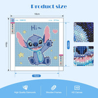 1 x Brand New MOGTAA 5D DIY Diamond Painting with Wooden Frame, Stitch Diamond Painting Pictures Set, Full Drill Diamond Painting for Girls Boys, Diamond Pictures Arts Craft for Home Wall Decor 18 x 18 cm - RRP €20.4