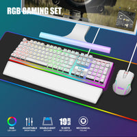 1 x RAW Customer Returns RedThunder K10 Gaming Keyboard and Mouse Set, QWERTZ DE Layout, Metal Plate and Wrist Rest, RGB Backlight and 7D with Ergonomic for PC Gamers Black  - RRP €60.49