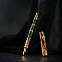 1 x RAW Customer Returns HONG DIAN Hongdian D5 Qin Dynasty Fountain Pen Green Gold Fine Nib Piston Filling Pen with Box Set, 1 piece 1 pack  - RRP €62.0