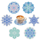 1 x Brand New 6 Pieces Diamond Art Coasters with Holder Christmas Snowflake DIY Diamond Painting Coasters Crafts Round Coasters for Drinks Diamond Art Painting Coasters for Adults Kids - RRP €11.5