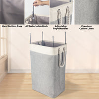 1 x RAW Customer Returns BrilliantJo Large Laundry Basket 84L, Foldable Laundry Hamper with Rope Handles Storage Container Suitable for Bedroom Laundry Room Bathroom 68 x 42 x 31 cm Beige Gray - RRP €20.99