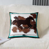 1 x Brand New Set of 2 pillowcases horse pillowcases 45 x 45 cm rustic western cowboy decorative pillow case decor cushion cover pillowcase reversible retro farmhouse horse teal blue brown throw decorative pillow - RRP €20.4