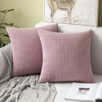 1 x RAW Customer Returns MIULEE Set of 2 Cushion Covers Corduroy Throw Pillow Cover Sofa Cushion Decorative Couch Cushion Pillow Case Cover Soft for Living Room Bedroom 26x26 Inch, 65x65 cm Pink Purple - RRP €27.99