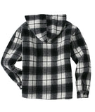 1 x Brand New zitysport Flannel Jacket Men s Warm Fleece Checked Shirt Jacket Fashionable Winter Jacket for Men with Hood Sweat Jacket Men Lined E-01-Grey Black, 2XL  - RRP €59.99