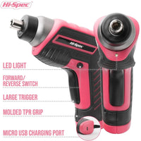 1 x RAW Customer Returns Hi-Spec 35-piece pink DIY tool set with rechargeable USB cordless screwdriver. For repairs and maintenance in a practical tool case - For women and girls - RRP €37.3