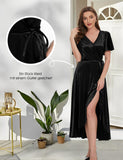 1 x RAW Customer Returns Wedtrend Elegant Wedding Evening Dress Elegant Velvet Maxi Dress V Neck Cocktail Dress One Piece Dress Black XXL - RRP €40.33