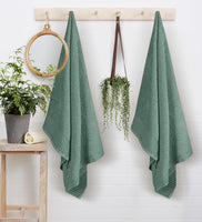 1 x RAW Customer Returns GLAMBURG Cotton 2 Pack Oversized Bath Towels 100 x 150 cm, Large Bath Towels, Ultra Absorbent, Compact, Eco-Friendly and 100 Recyclable, Quick Drying and Lightweight Towel, Jade - RRP €18.14