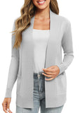 1 x RAW Customer Returns EXCHIC Women s Long Sleeve Knitted Cardigan Lightweight Comfortable Open Front Long Casual Jacket with Pockets M, Light Gray  - RRP €33.98