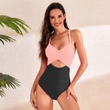 1 x RAW Customer Returns Women s one-piece swimsuit with adjustable straps, shaping, crossed front center cut-out for belly coverage Sexy monokini - RRP €34.27