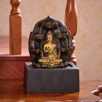 1 x RAW Customer Returns TERESA S COLLECTIONS Buddha fountain for room decoration, table fountain, water fountain with reflective lighting, home, office, garden decoration, mother daughter gift - RRP €39.99