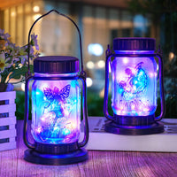 1 x RAW Customer Returns Butterfly Fairy Outdoor Solar Lanterns, NEEMO 2 Pieces Hanging Solar Lamps in Mason Jar with Colorful Fairy Lights, Waterproof Outdoor Solar Garden Lights for Patio, Lawn - RRP €22.8