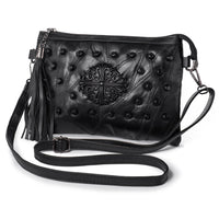 1 x RAW Customer Returns LaRechor Women s Shoulder Bag Small Handbag with Rivet and Tassel Evening Shoulder Bag, Handle and Strap, Black - RRP €17.95