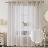 1 x RAW Customer Returns CUCRAF Linen Voile Curtains with Eyelets for Bedroom Living Room, Linen Color, H260 x W140cm Set of 2 - RRP €27.95