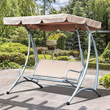 1 x RAW Customer Returns Swing Canopy Replacement Roof for Garden Swing, Universal Sunshade Canopy 190 132 15cm Beige  - RRP €19.99